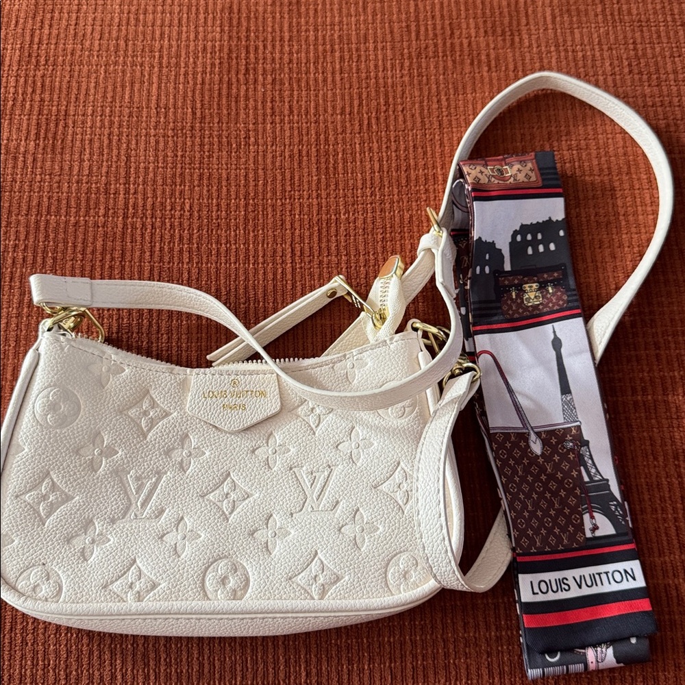 Ivory Monogram Bag with Crossbody Strap and Twirl